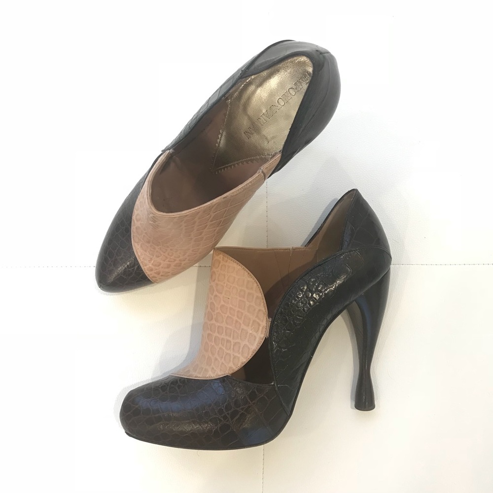EMPORIO ARMANI Croc Effect Booties Sz 40